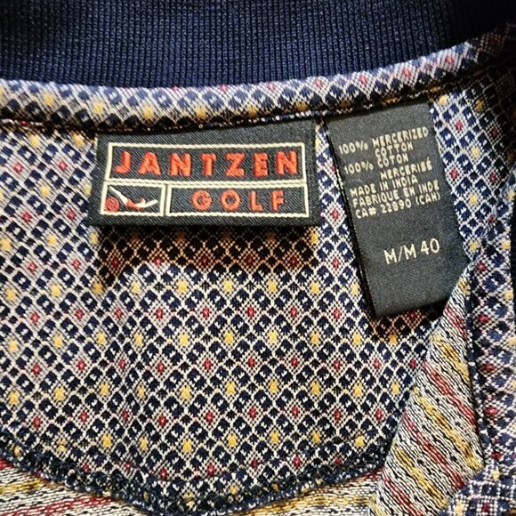 Vtg 80s Jantzen Mens Short Sleeve Geometric Golf Polo Shirt Adult Medium Outdoor - Picture 9 of 9